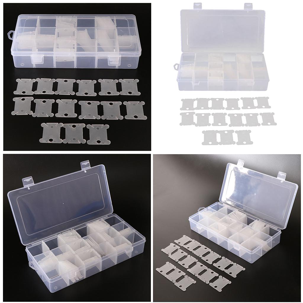 2 Pieces 18 Grids Embroidery Floss Organizer Box + 240 Plastic Floss Bobbins