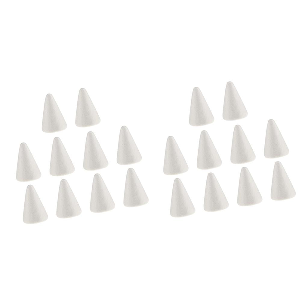 20pcs White Cone Shape Styrofoam Doll Ornament for Party Decor DIY Kid Craft