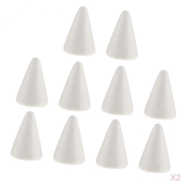 20pcs White Cone Shape Styrofoam Doll Ornament for Party Decor DIY Kid Craft