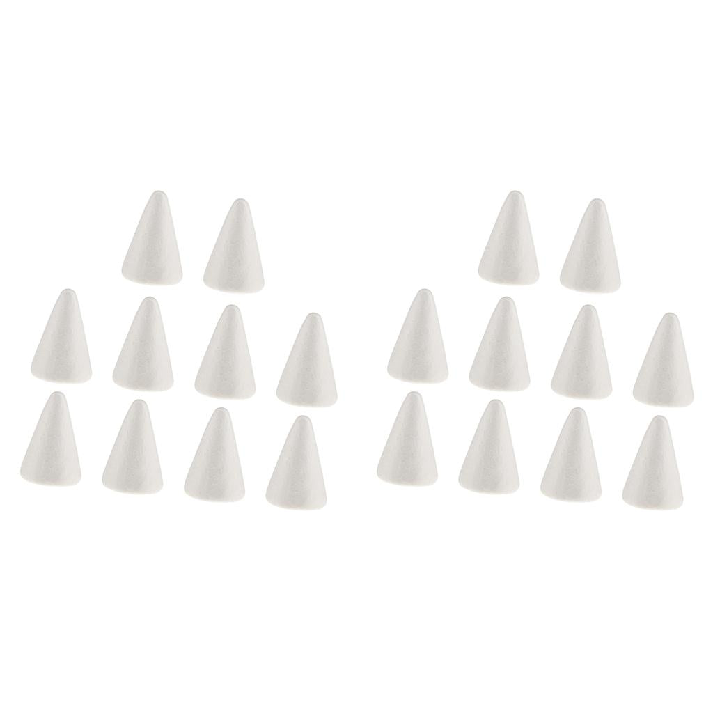 20pcs White Cone Shape Styrofoam Doll Ornament for Party Decor DIY Kid Craft