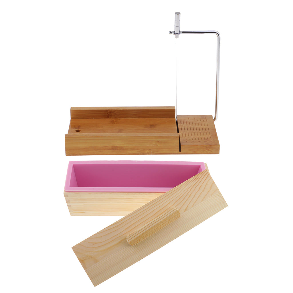 2Pcs Wooden Soap Cutter with Wire Slicer DIY Soap Making Loaf Silicone Mold