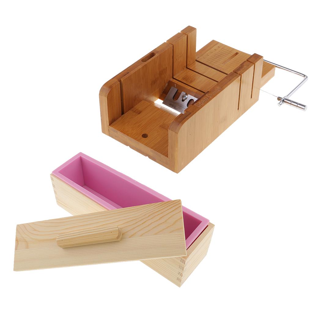 2Pcs Wooden Soap Cutter with Beveler Wire Slicer Soap Making Loaf Mould