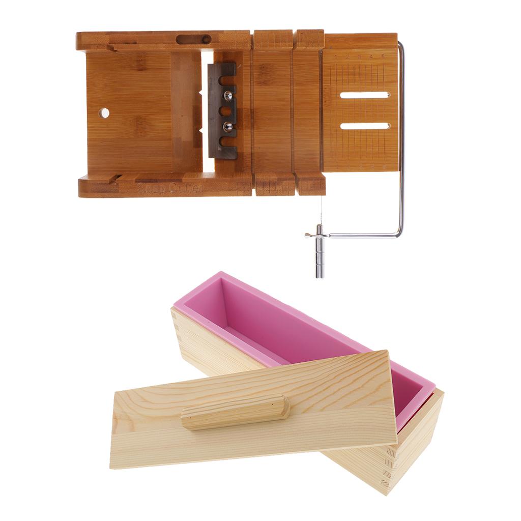 2Pcs Wooden Soap Cutter with Beveler Wire Slicer Soap Making Loaf Mould
