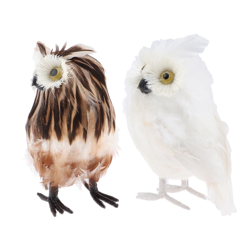 2pc Artificial Realistic Owl Figure Home Outdoor Garden Office Desk Ornament