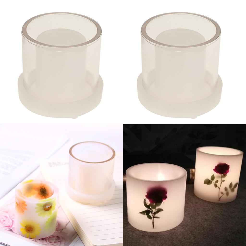 2Pcs Plastic Cylinder Shape Candle Mould Tealight Mold Candle Making 50x50mm