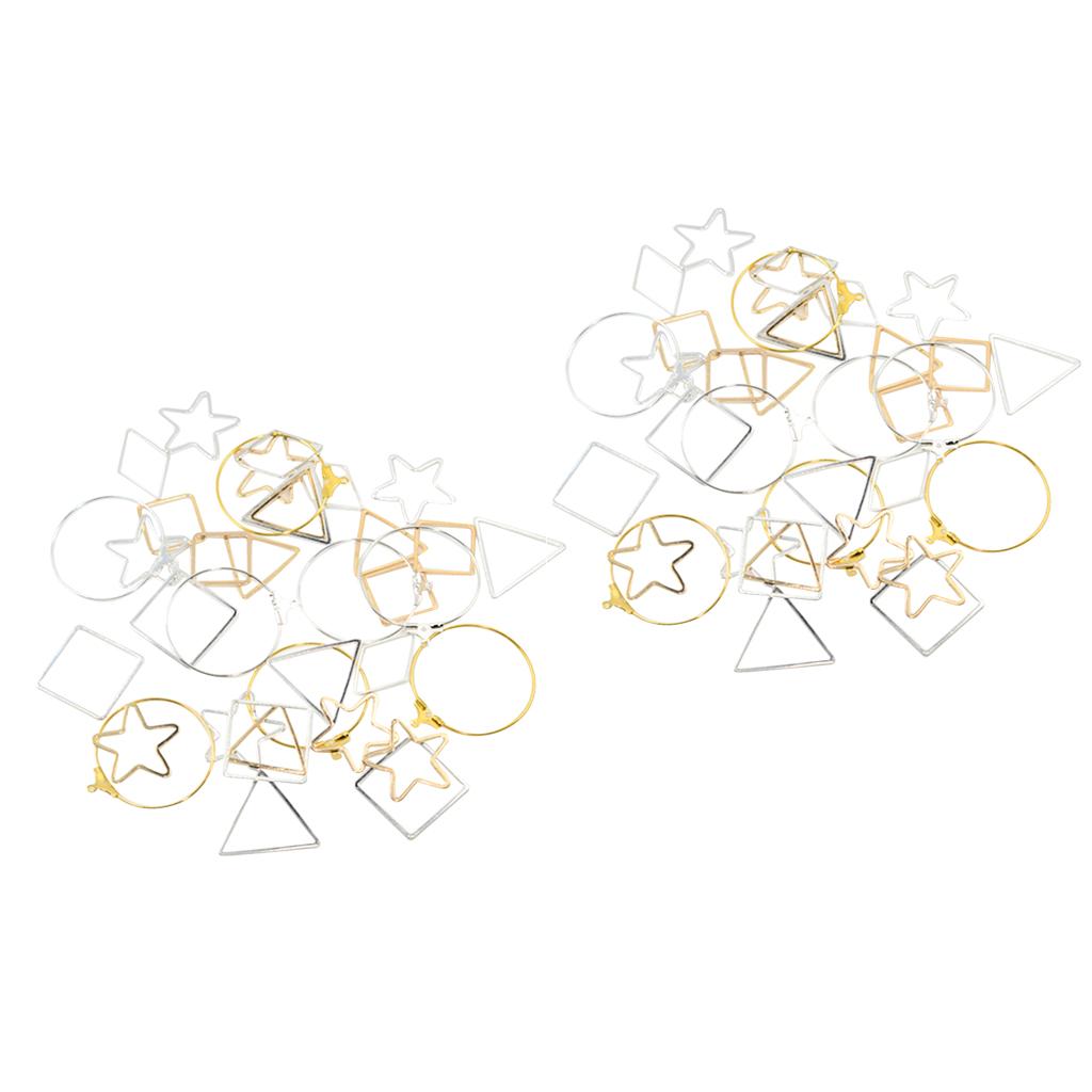 72 Pieces Silver & Gold Trendy Geometric Simple Earring Finding Charms Craft