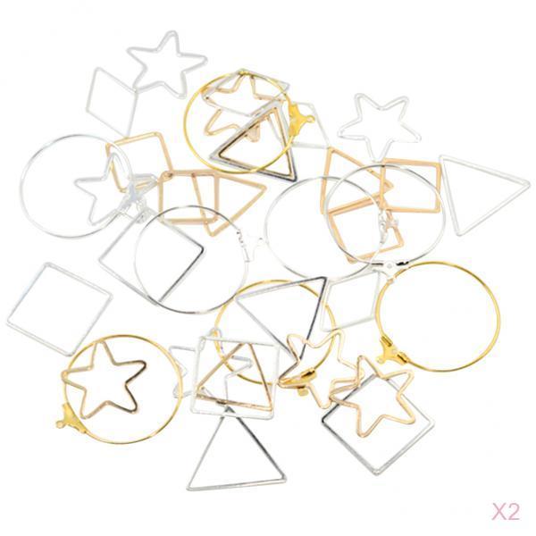 72 Pieces Silver & Gold Trendy Geometric Simple Earring Finding Charms Craft