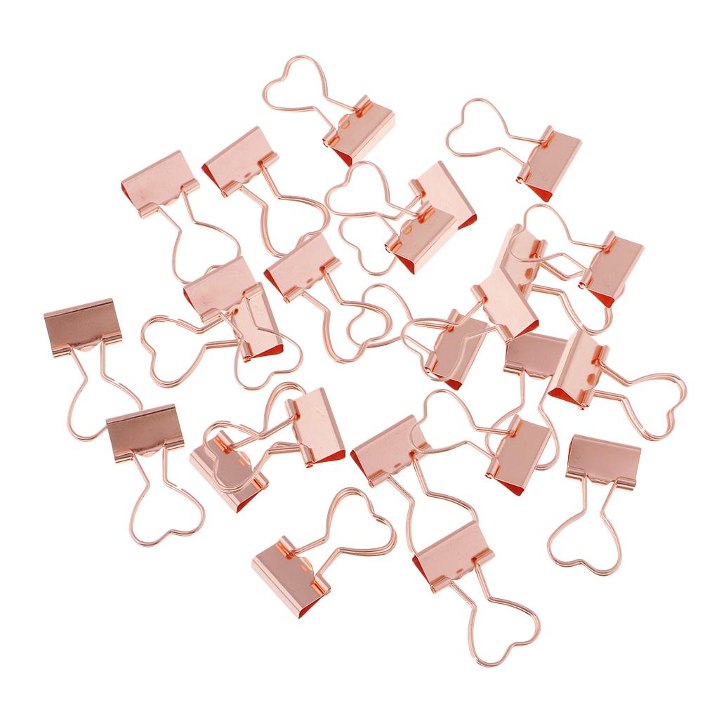 24 Pieces Metal Foldback Binder Clips School Office Paper Clips Rose gold