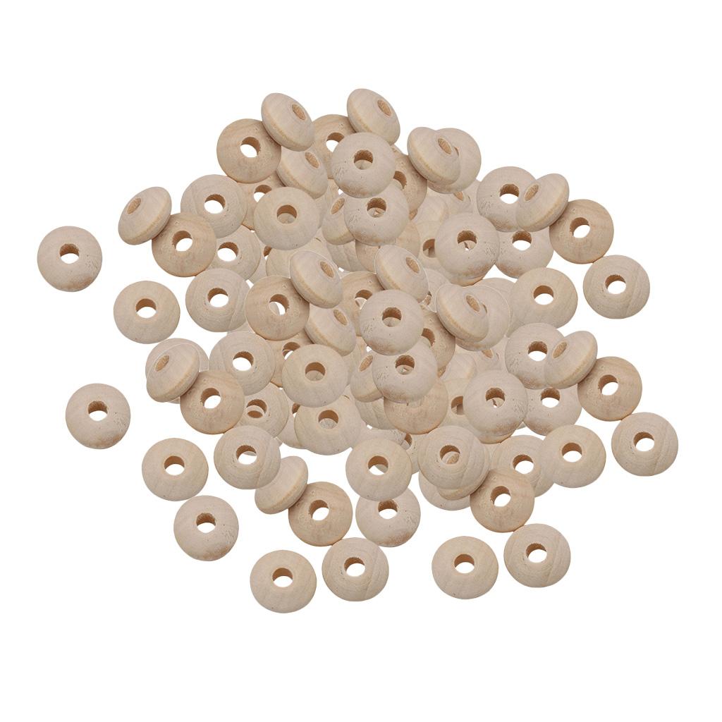 100 Pieces Natural Wooden Beads Large Hole Spacers Jewelry Making Charms Lot