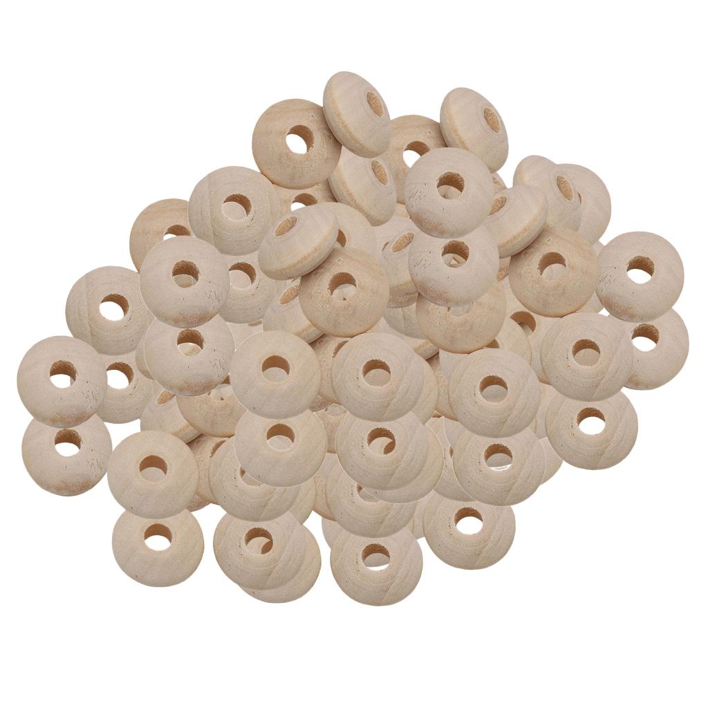 100 Pieces Natural Wooden Beads Large Hole Spacers Jewelry Making Charms Lot