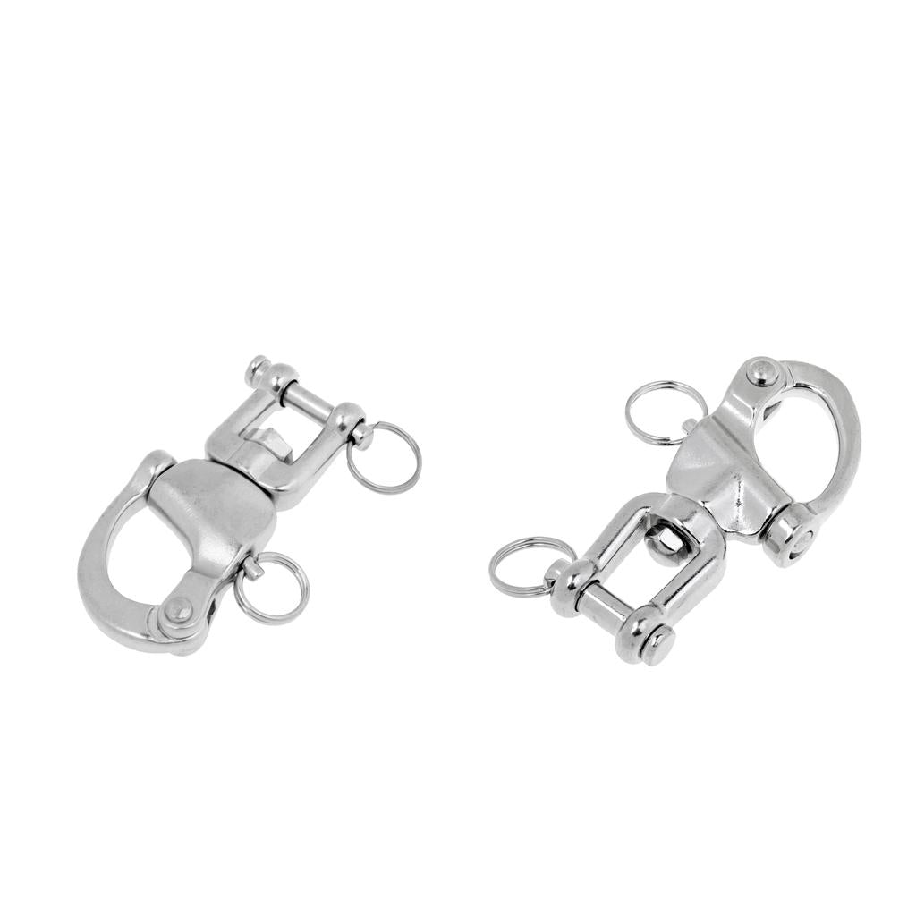 2pcs Snap Swivel Stainless Steel Shackle Marine Boat Sail Hardware 9.3&6.8cm