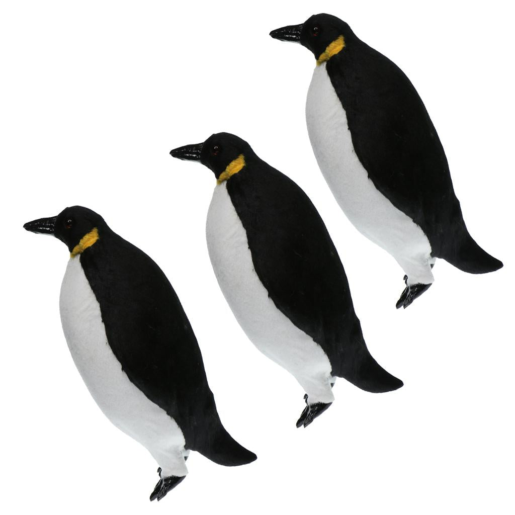3Pcs Artificial Simulation Ornaments Feathered Fake Penguin Decor S+M+L Gift