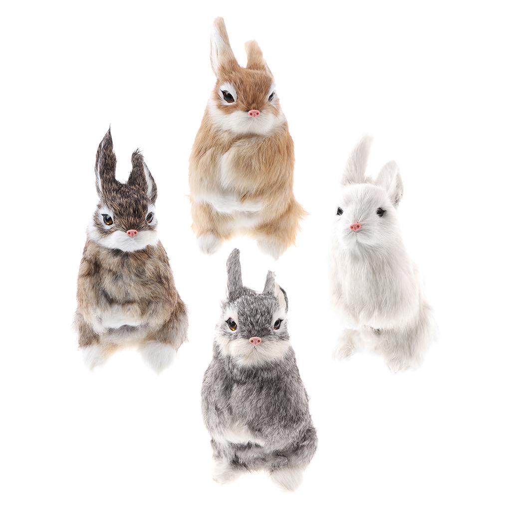 4x Realistic Animal Figure Simulation Crouch Rabbit Toy Kid's Birthday Gift