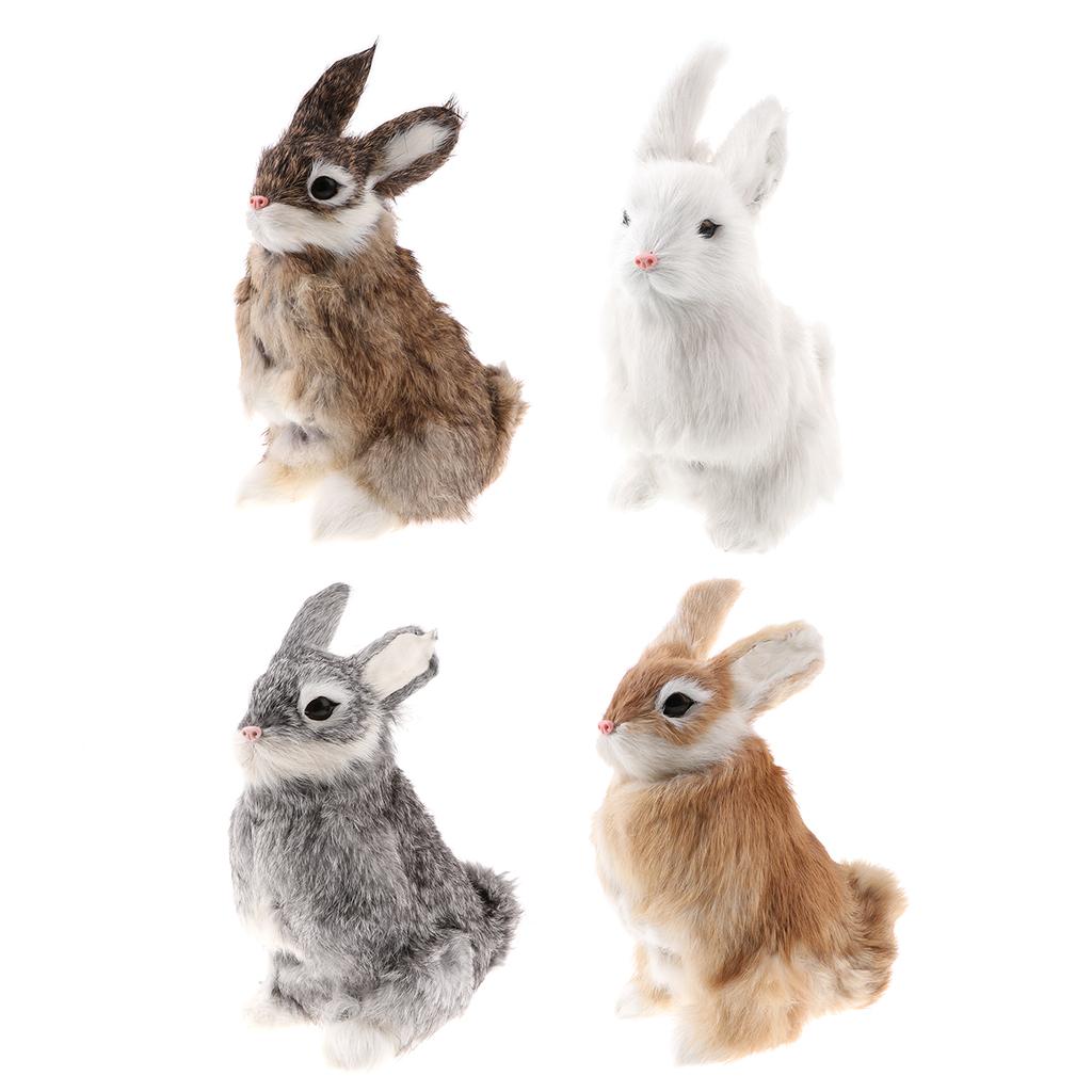4x Realistic Animal Figure Simulation Crouch Rabbit Toy Kid's Birthday Gift