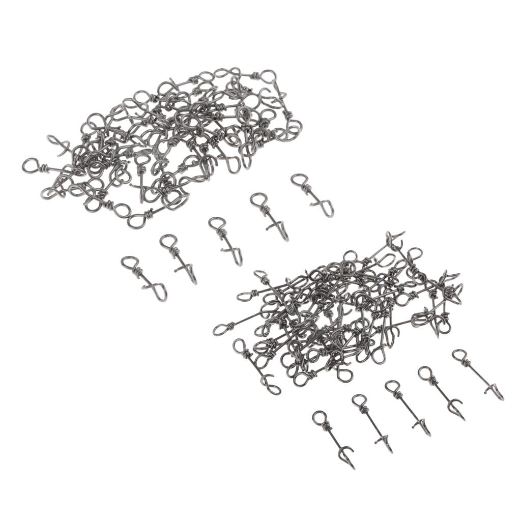 100 Pieces Stainless Steel Quick Lock Fishing Snap Clip Swivel Connectors