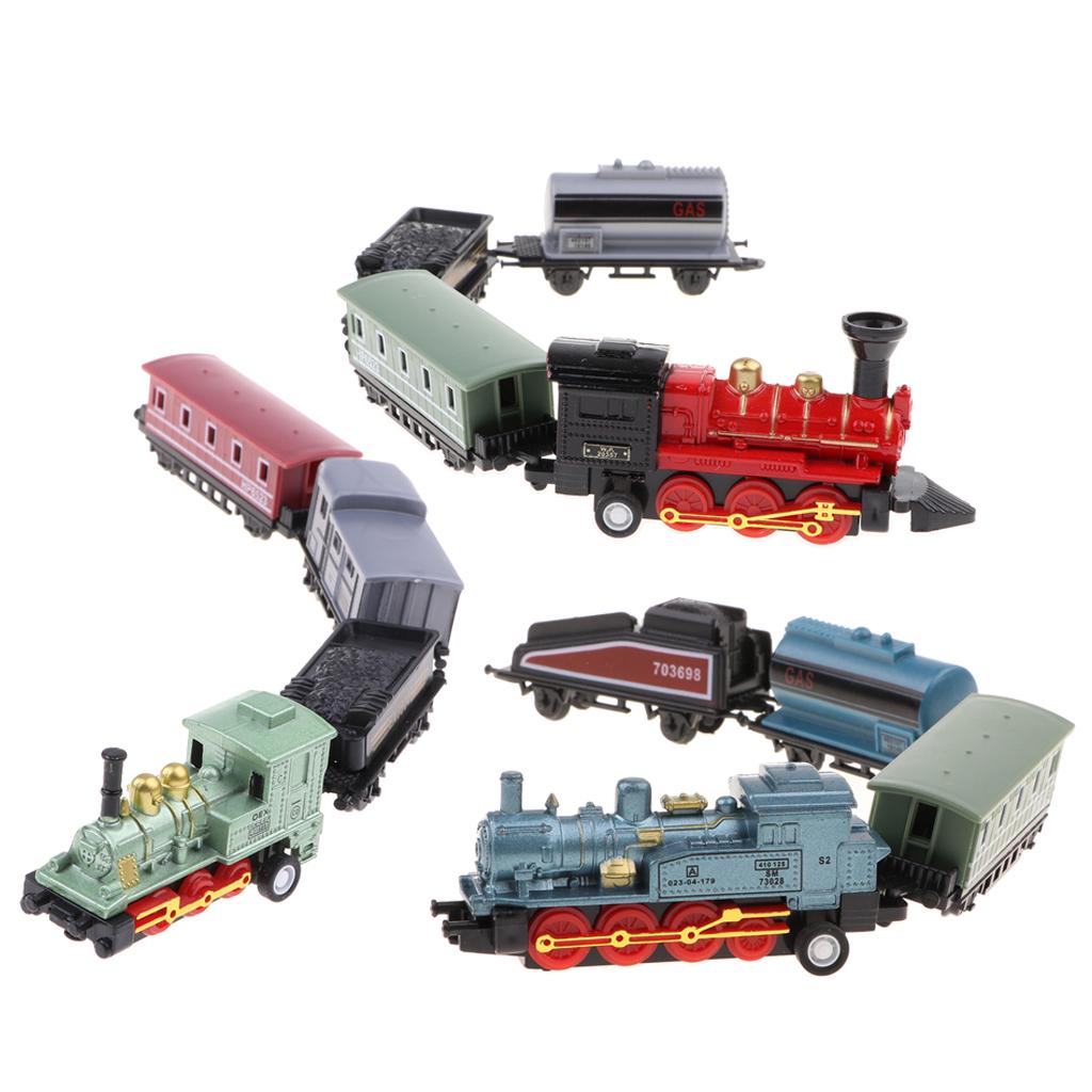 3pcs/set Alloy Diecast Retro Steam Train Pull Back Car Set Kids Toy Gift