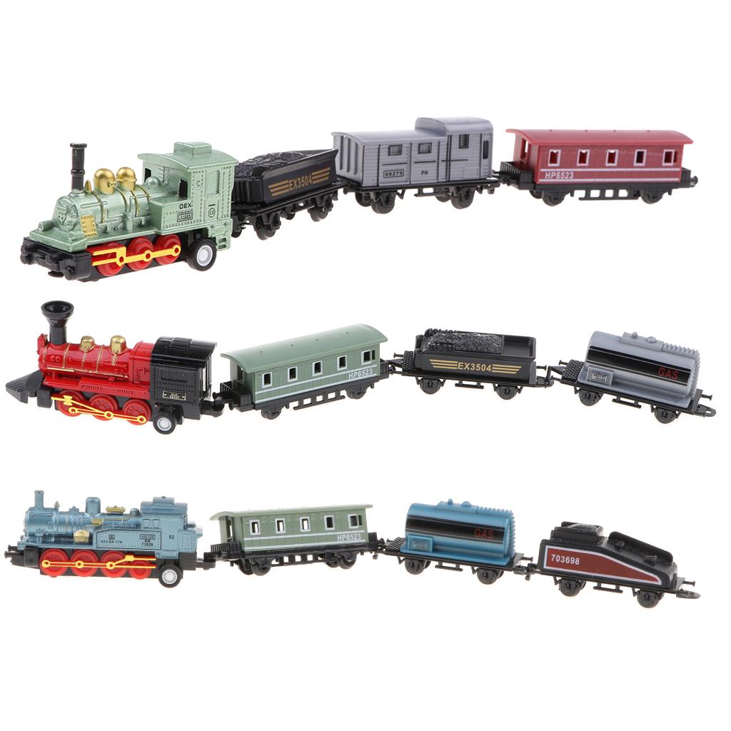 3pcs/set Alloy Diecast Retro Steam Train Pull Back Car Set Kids Toy Gift