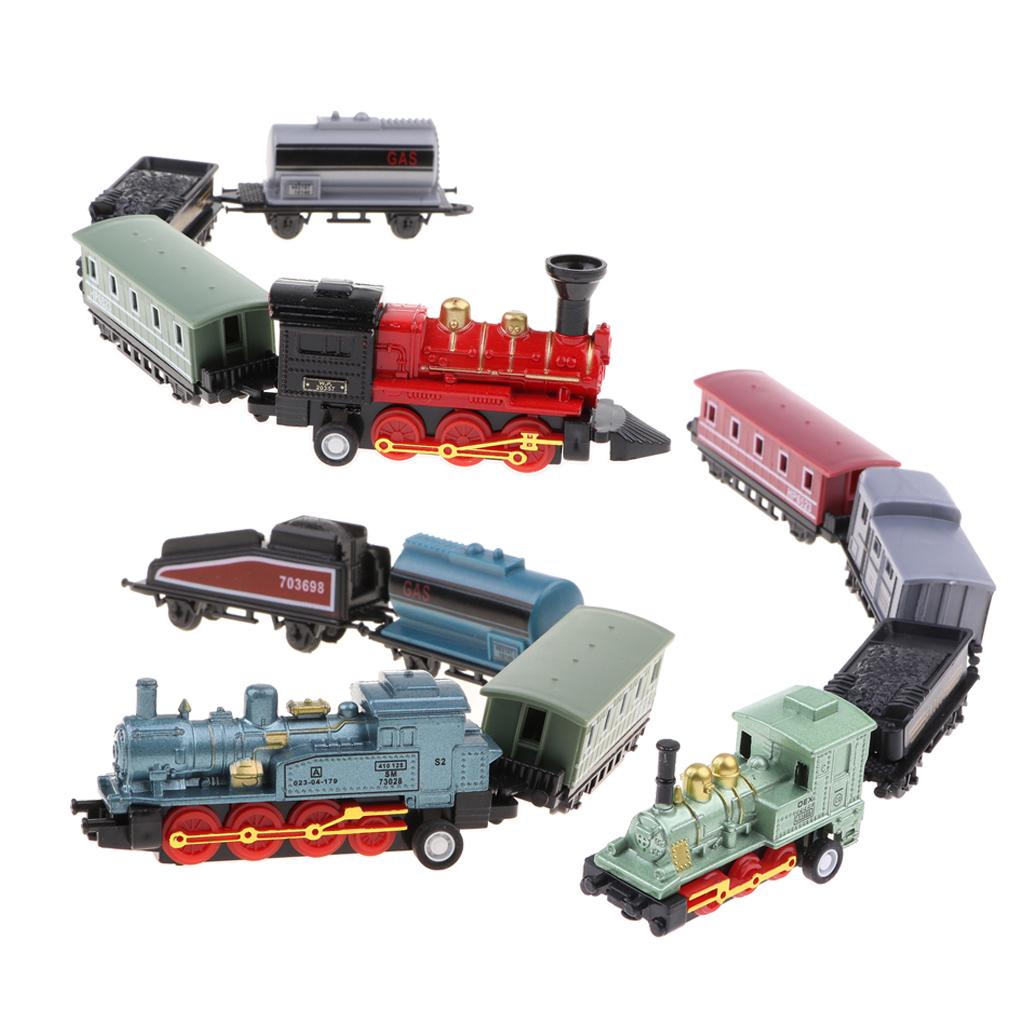 3pcs/set Alloy Diecast Retro Steam Train Pull Back Car Set Kids Toy Gift
