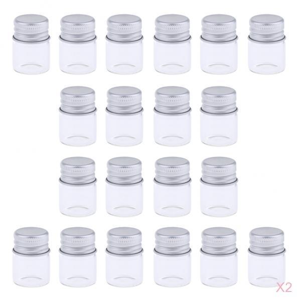 40X Empty Refillable Cosmetic Container Bottle Round Glass Jar Cannings 5ml