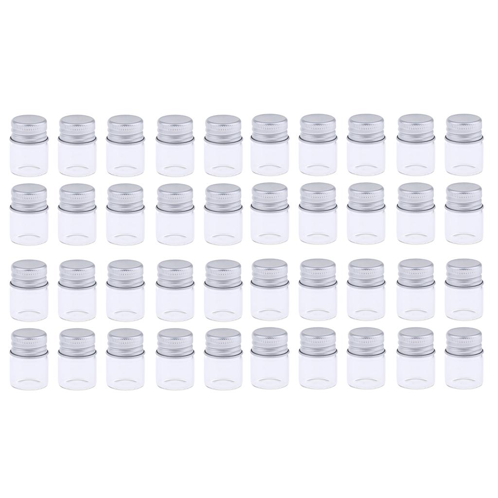 40X Empty Refillable Cosmetic Container Bottle Round Glass Jar Cannings 5ml