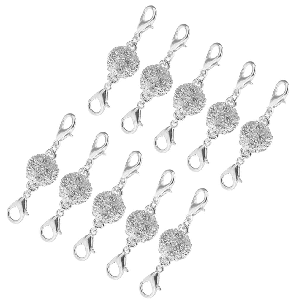 10Pcs Ball Rhinestone Lobster Magnetic Clasps Jewelry DIY Findings Silver