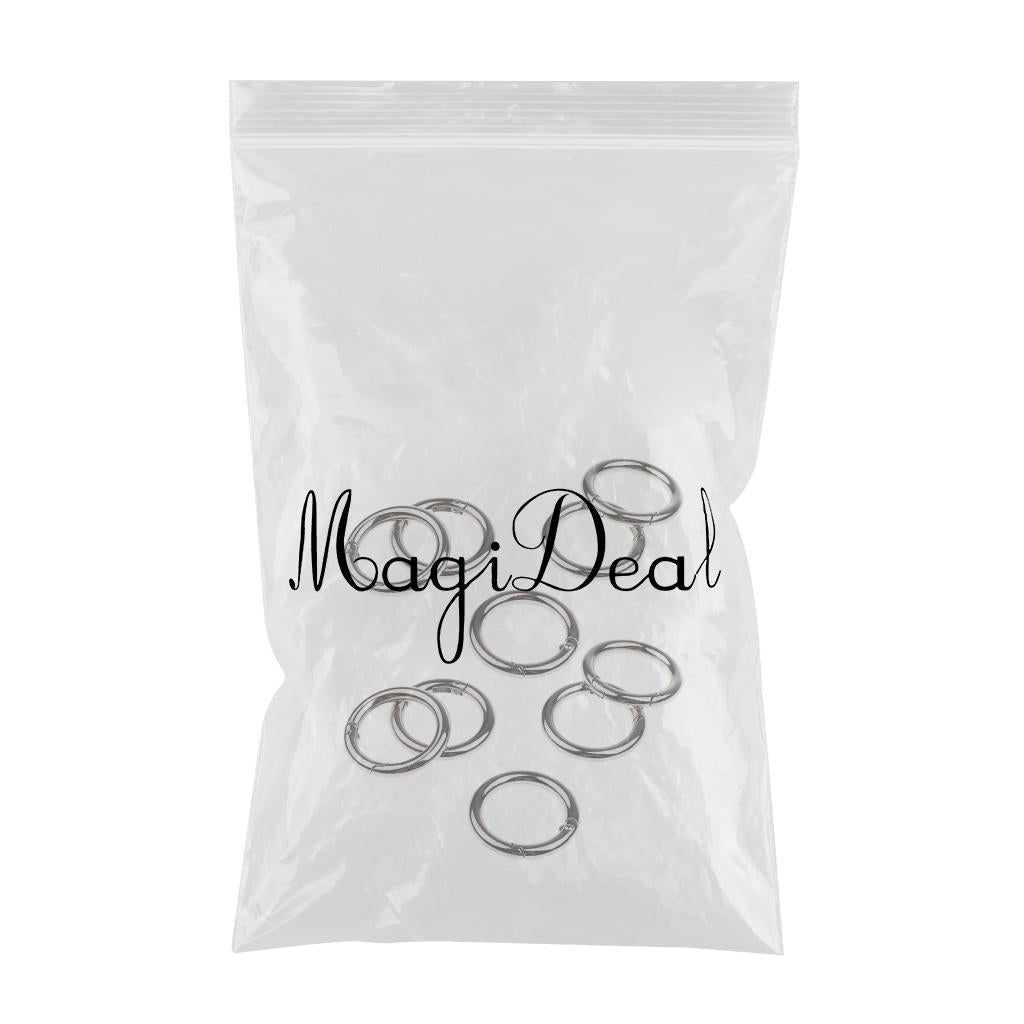 10 Piece Round Push Gate Snap Open Hook Spring Ring Key Chain Carabiner 30mm