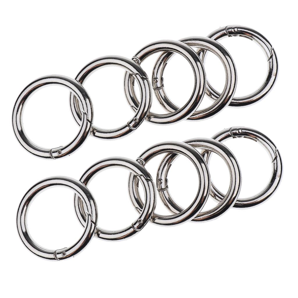 10 Piece Round Push Gate Snap Open Hook Spring Ring Key Chain Carabiner 30mm
