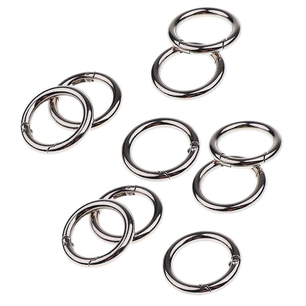10 Piece Round Push Gate Snap Open Hook Spring Ring Key Chain Carabiner 30mm