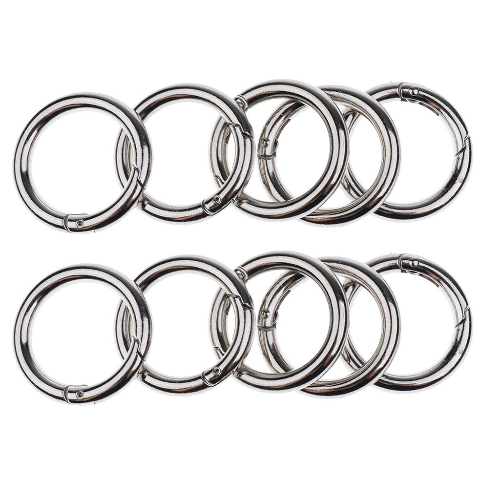 10 Piece Round Push Gate Snap Open Hook Spring Ring Key Chain Carabiner 30mm
