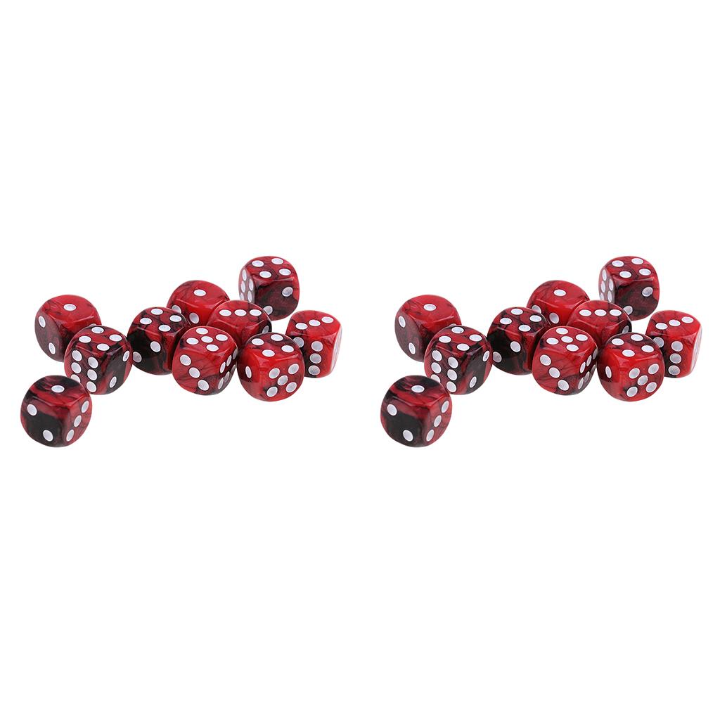 20x Six Sided D6 Dice Dotted For Dungeons and Dragons Prop Toy Red Black