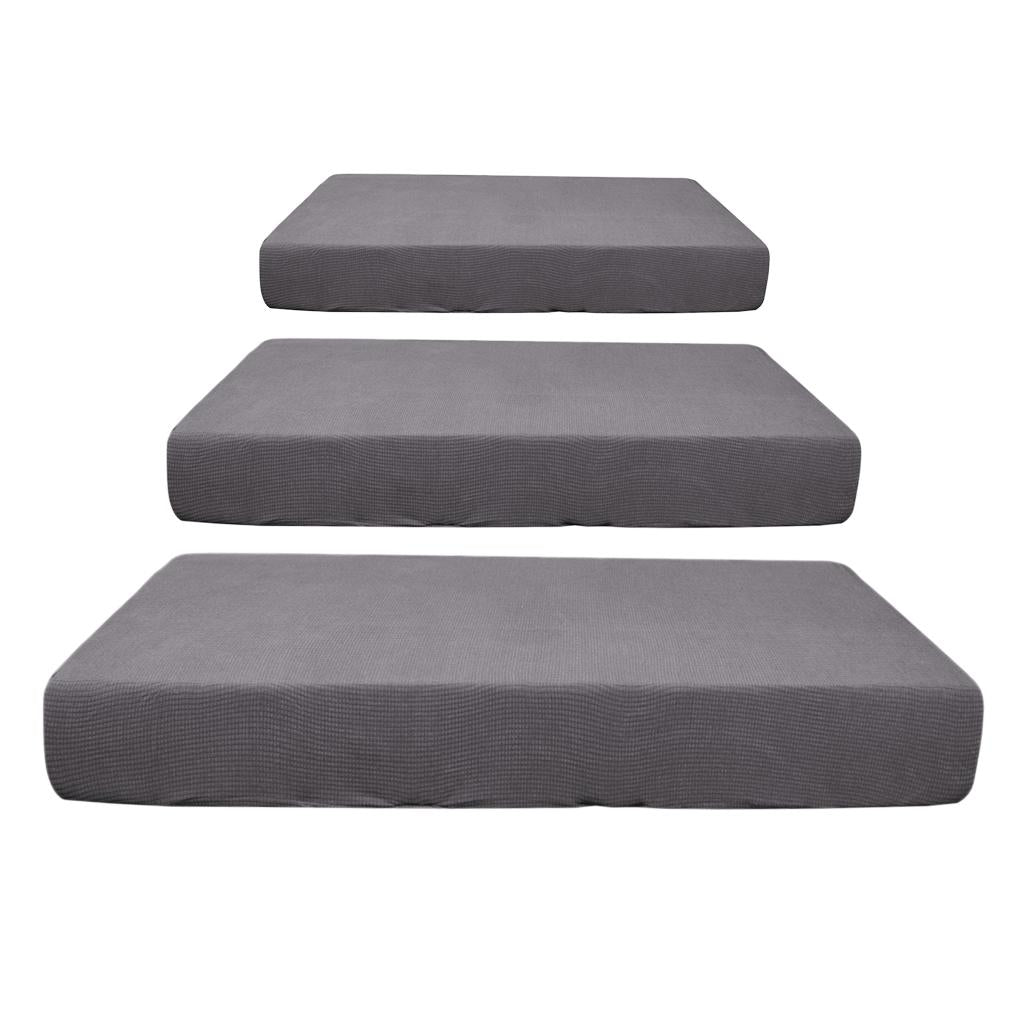 2/3/4pcs Stretch Spandex Jacquard Sofa Seat Cushion Covers Light Grey-3pcs