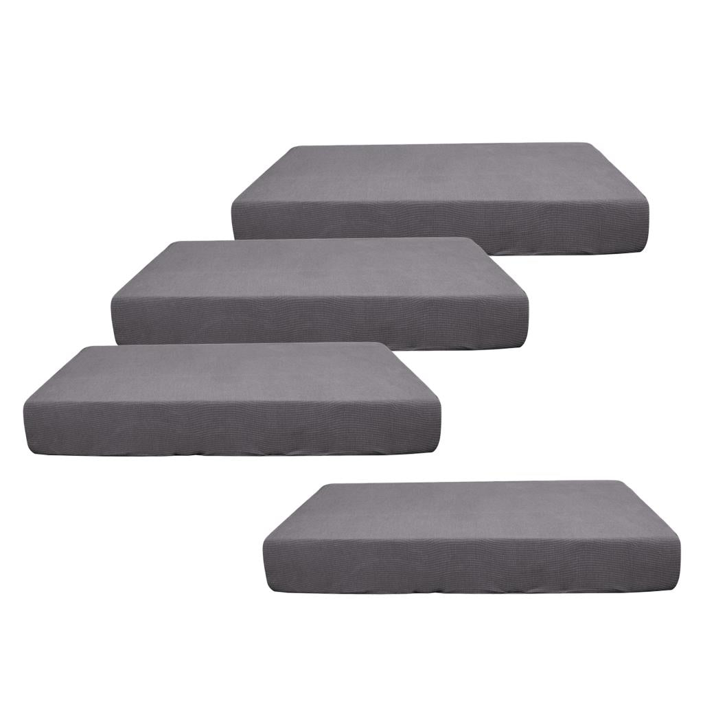 2/3/4pcs Stretch Spandex Jacquard Sofa Seat Cushion Covers Light Grey-4pcs