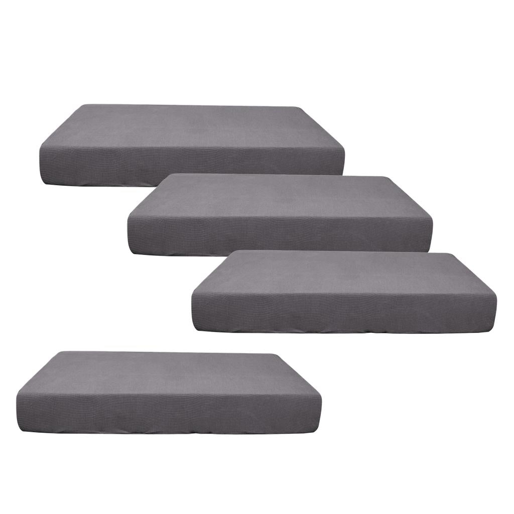 2/3/4pcs Stretch Spandex Jacquard Sofa Seat Cushion Covers Light Grey-4pcs