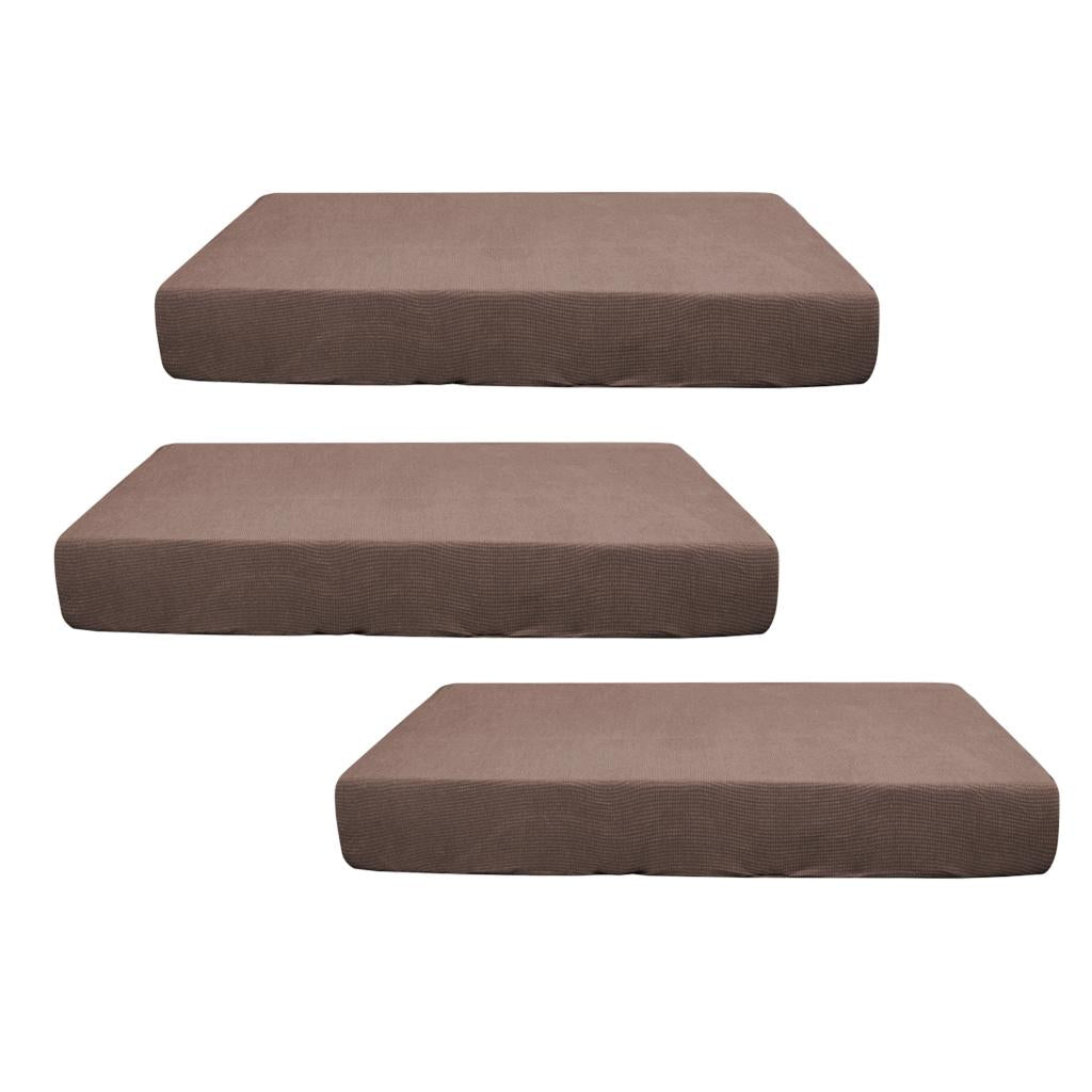 2/3/4pcs Stretch Spandex Jacquard Sofa Seat Cushion Covers Light Coffee-3pcs
