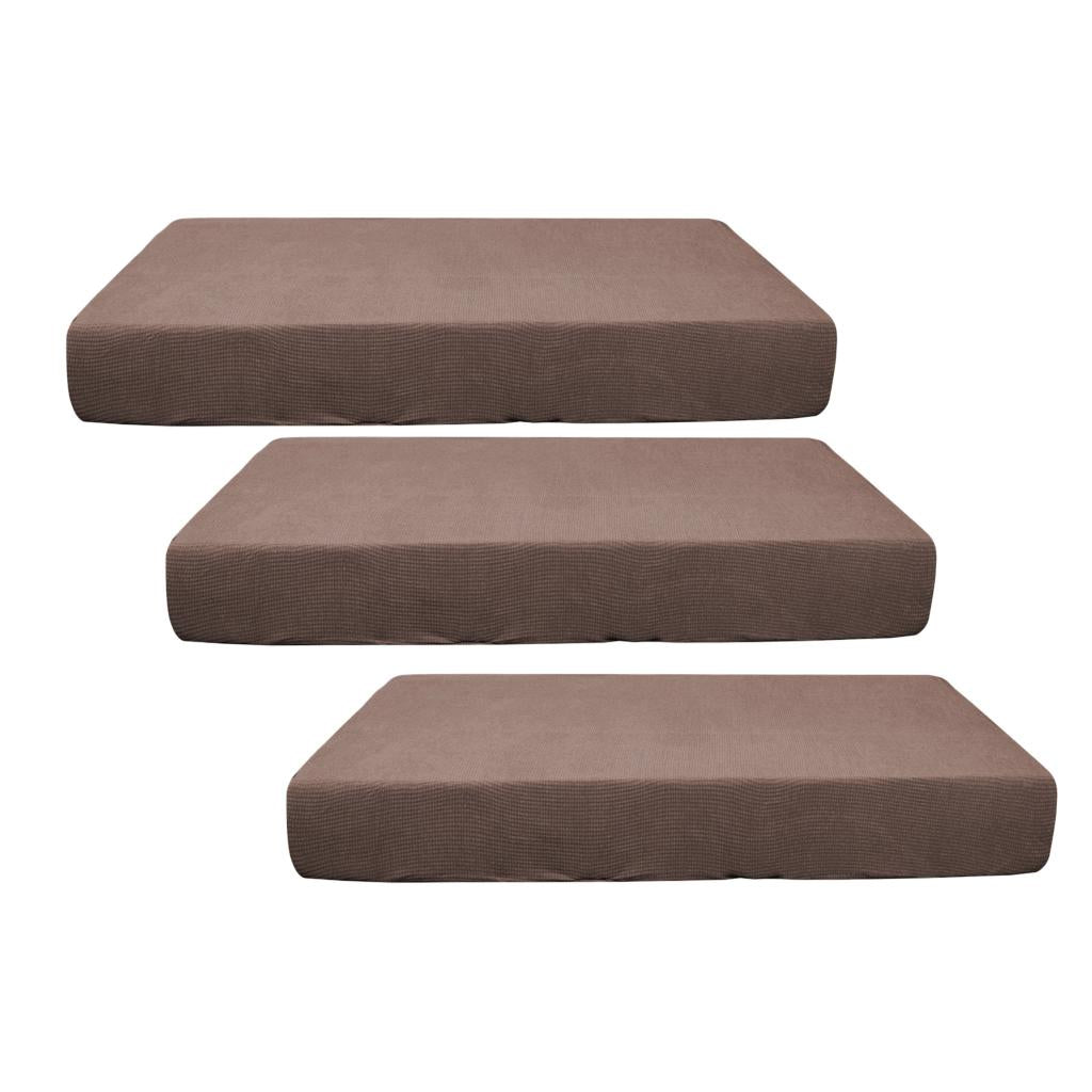 2/3/4pcs Stretch Spandex Jacquard Sofa Seat Cushion Covers Light Coffee-3pcs