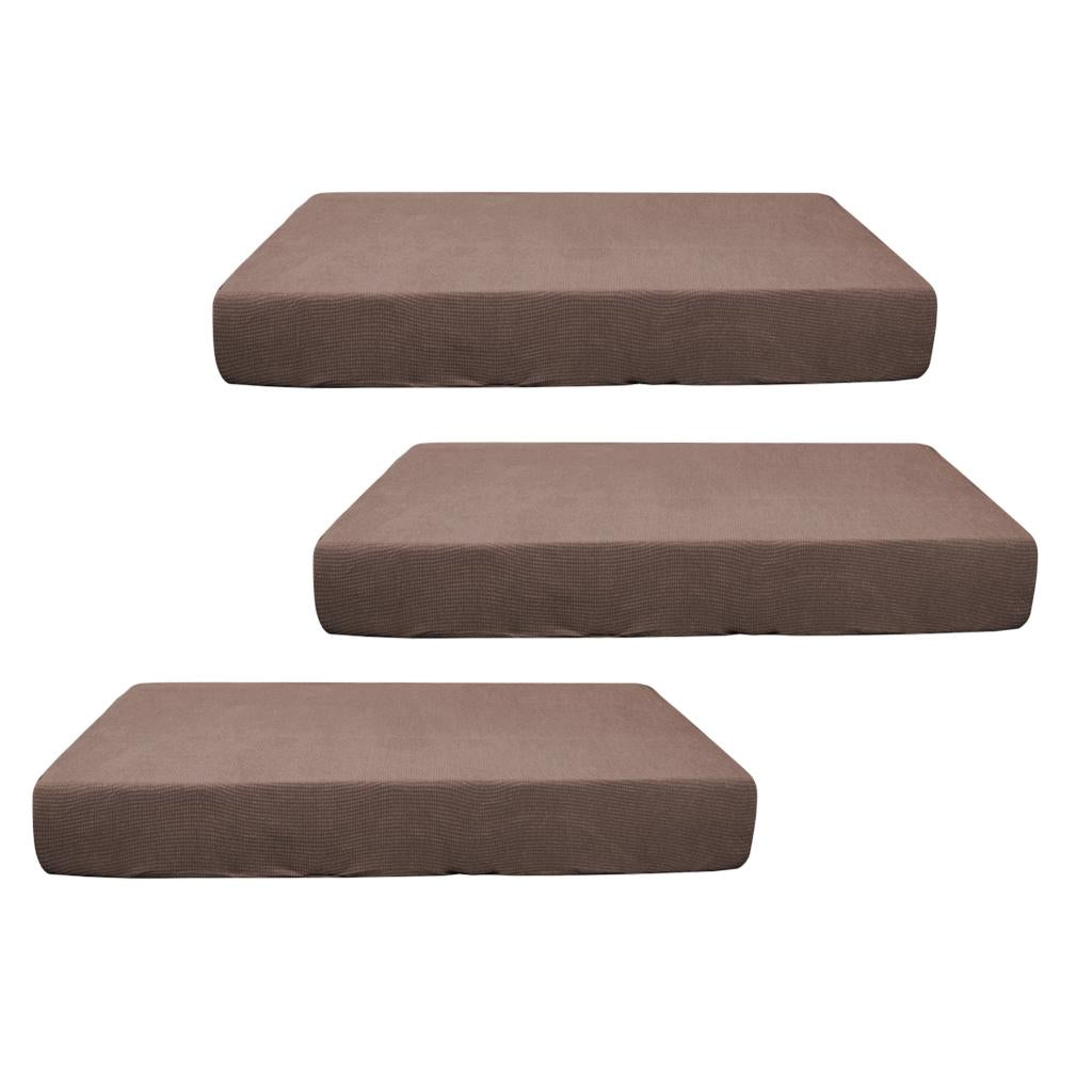 2/3/4pcs Stretch Spandex Jacquard Sofa Seat Cushion Covers Light Coffee-3pcs