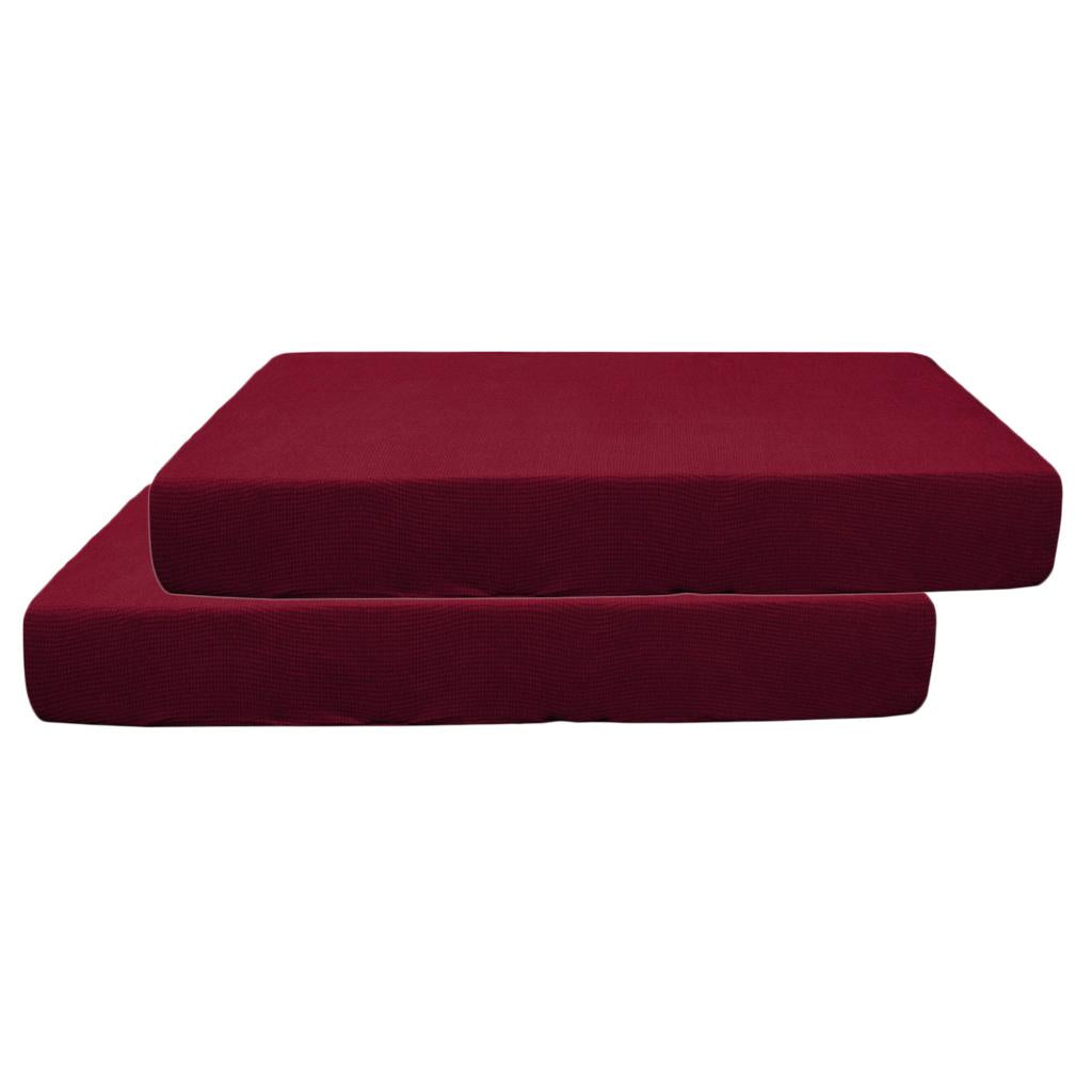 2/3/4pcs Stretch Spandex Jacquard Sofa Seat Cushion Covers Wine Red-2pcs