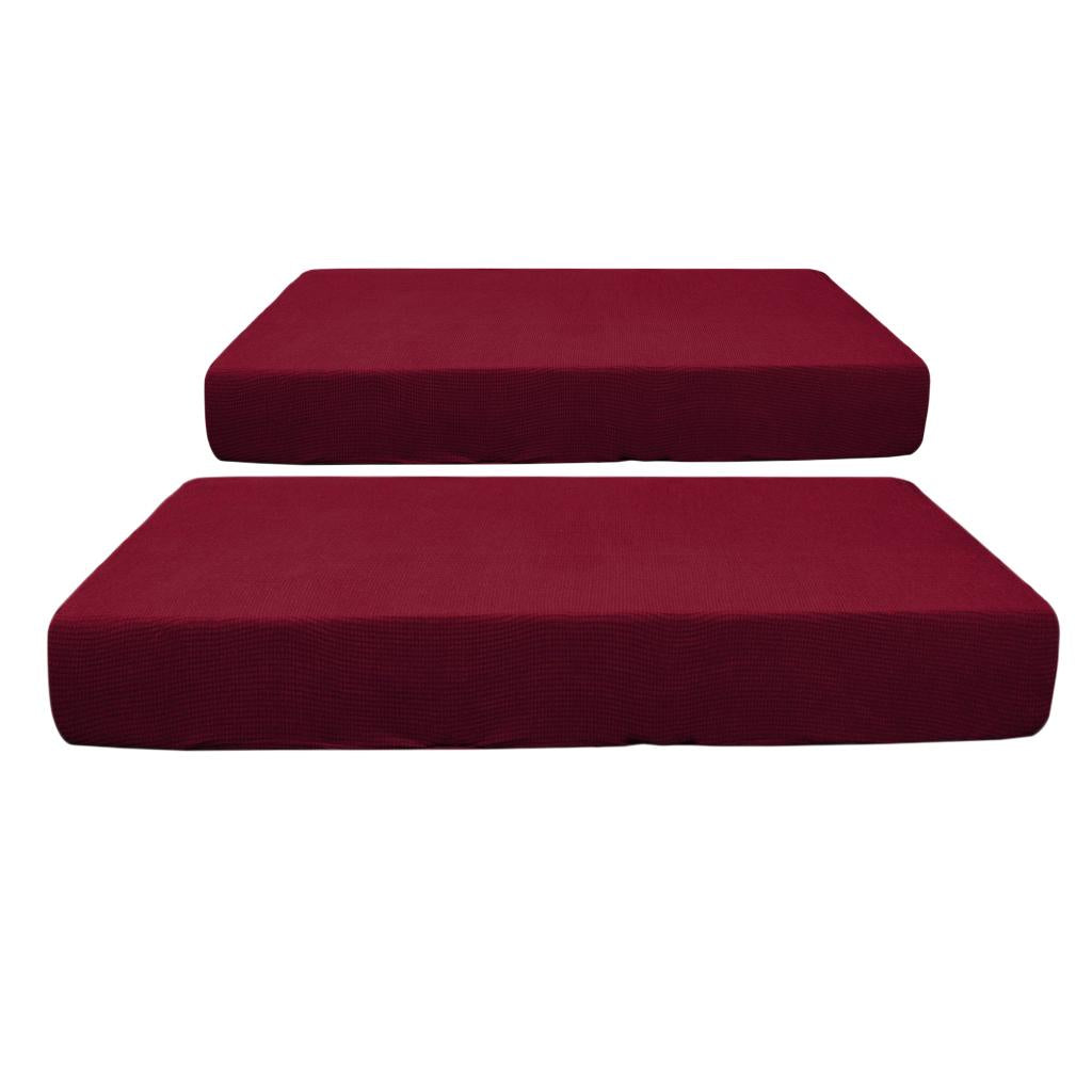 2/3/4pcs Stretch Spandex Jacquard Sofa Seat Cushion Covers Wine Red-2pcs