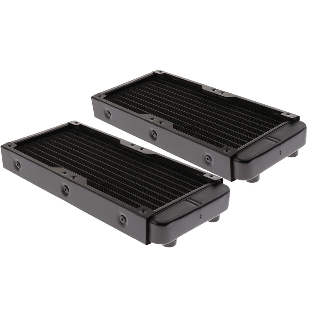 2x 240mm 10Pipe Computer Radiator Water Cooler fr CPU Heatsink Screw