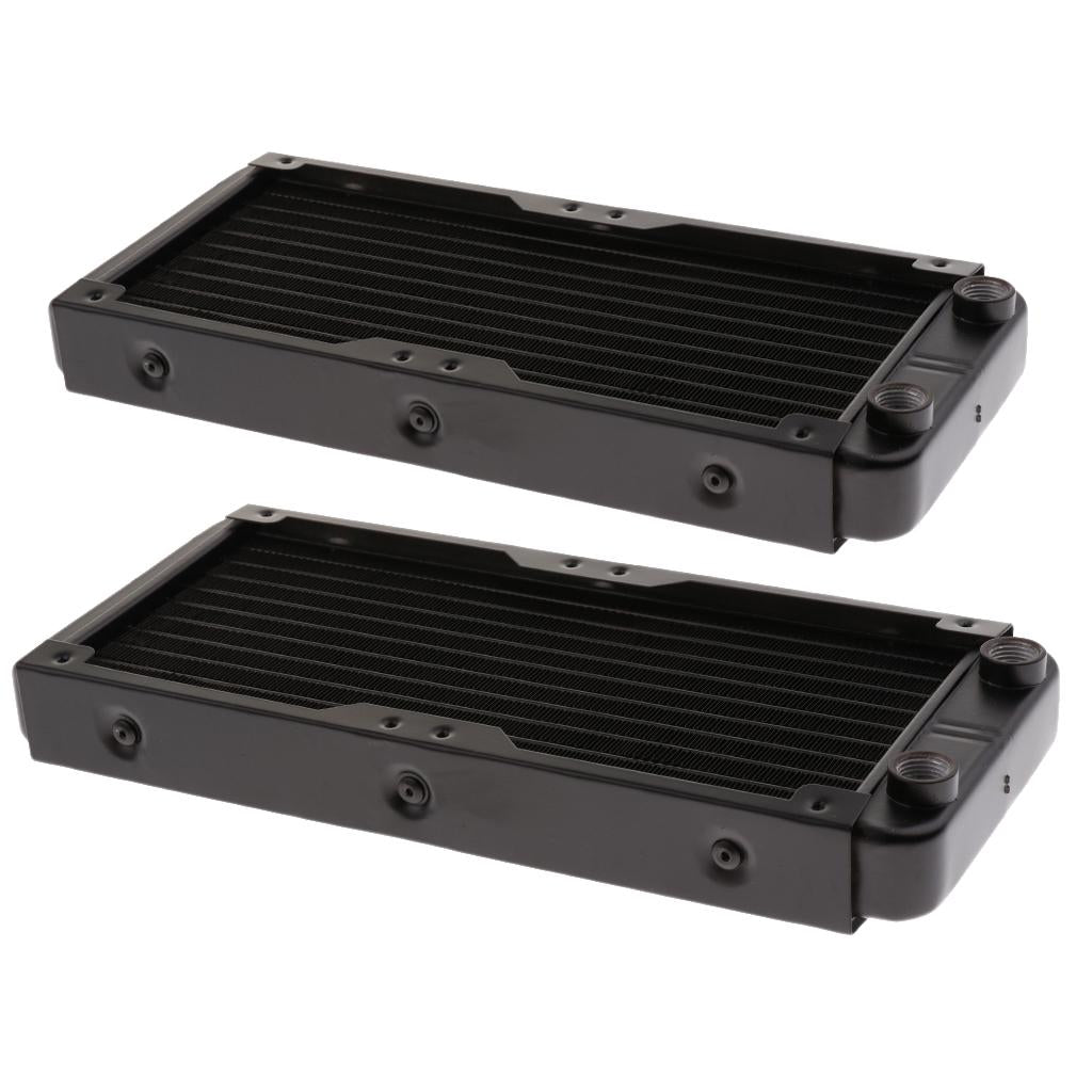2x 240mm 10Pipe Computer Radiator Water Cooler fr CPU Heatsink Screw