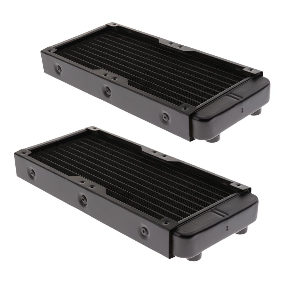 2x 240mm 10Pipe Computer Radiator Water Cooler fr CPU Heatsink Screw