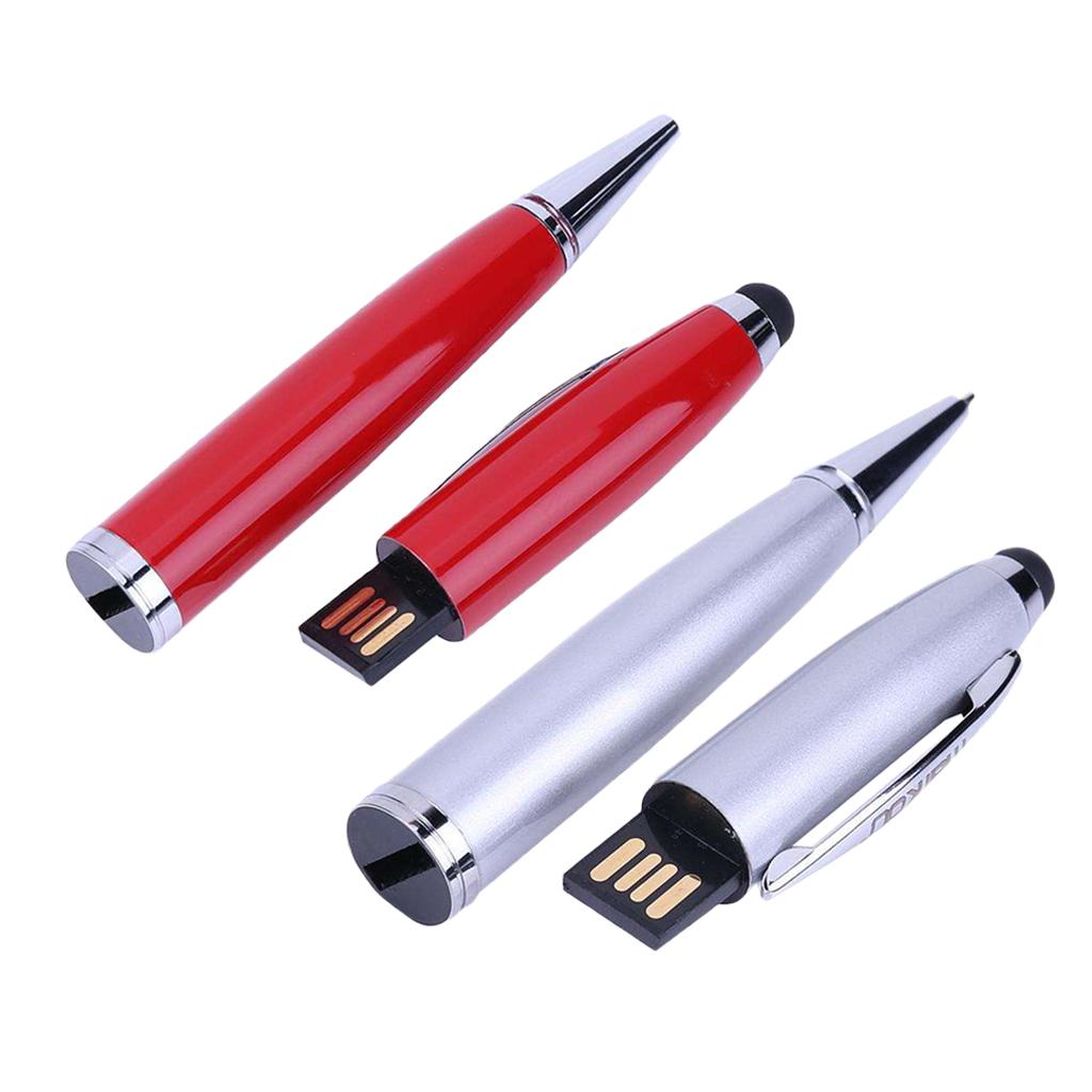 2 Pcs 3in1 USB 2.0 Flash U Disk Screen Stylus Pen Writing Ballpoint Pen 32GB