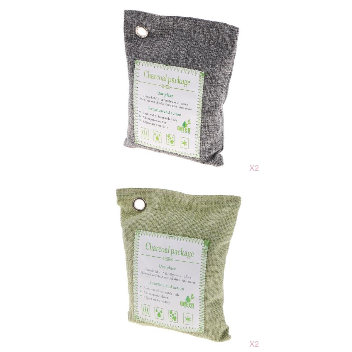 2 Pack Bamboo Charcoal Air Purifying Freshener Odor Eliminator Bags