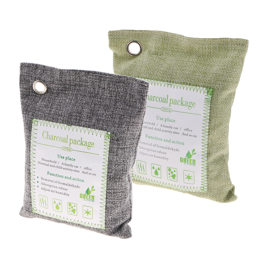 2 Pack Bamboo Charcoal Air Purifying Freshener Odor Eliminator Bags