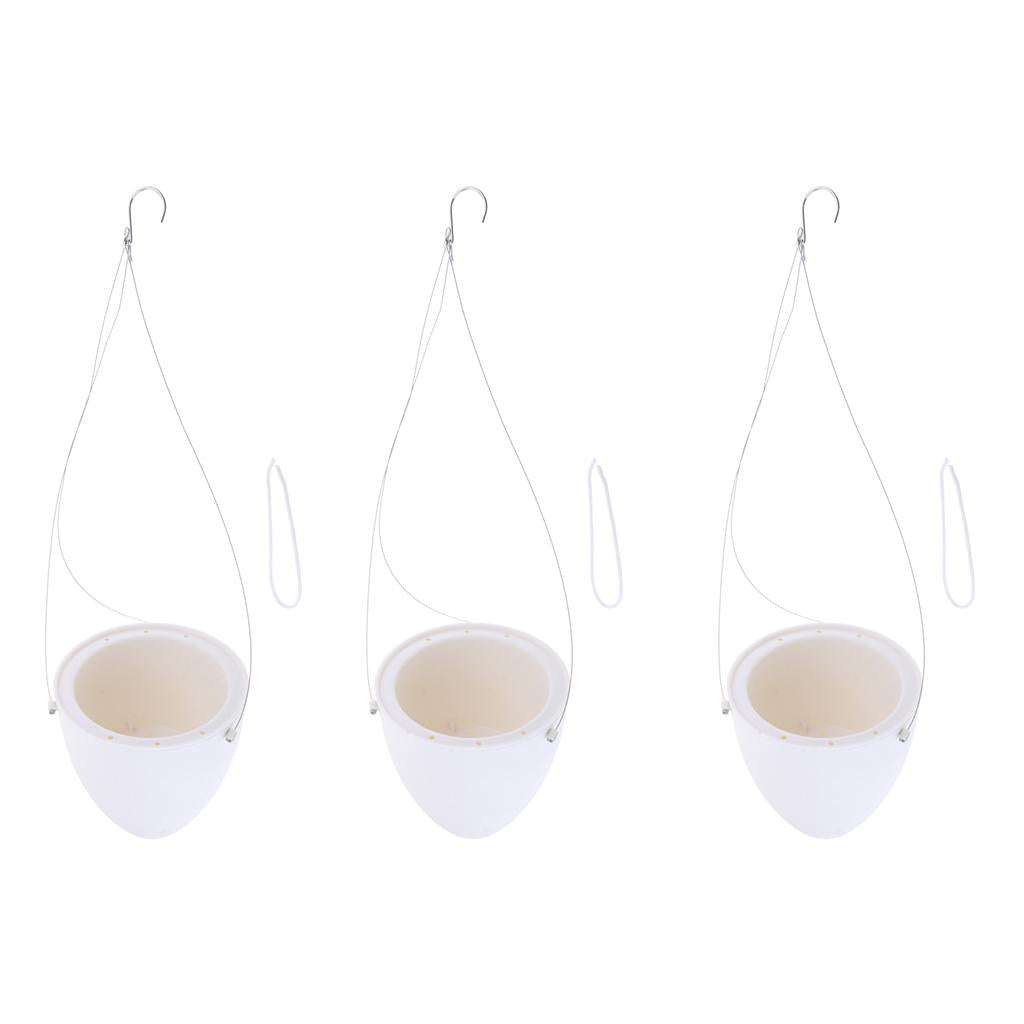 3-Piece Hanging Plastic Self - Watering Flower Succulent Pot with Chain Hook