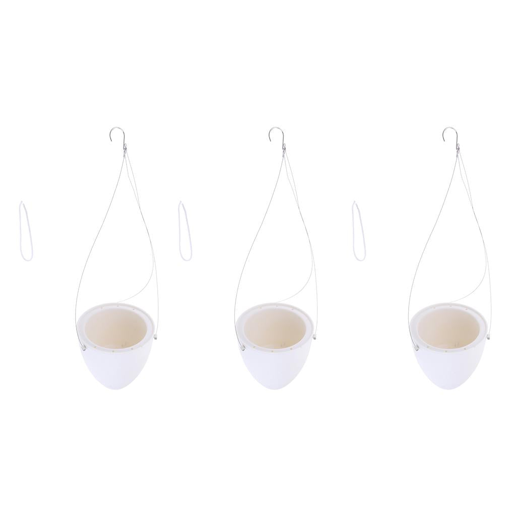 3-Piece Hanging Plastic Self - Watering Flower Succulent Pot with Chain Hook
