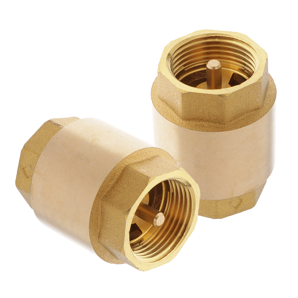 2Pcs 3/4 Inch NPT Vertical In-line Spring Loaded Brass Check Valve