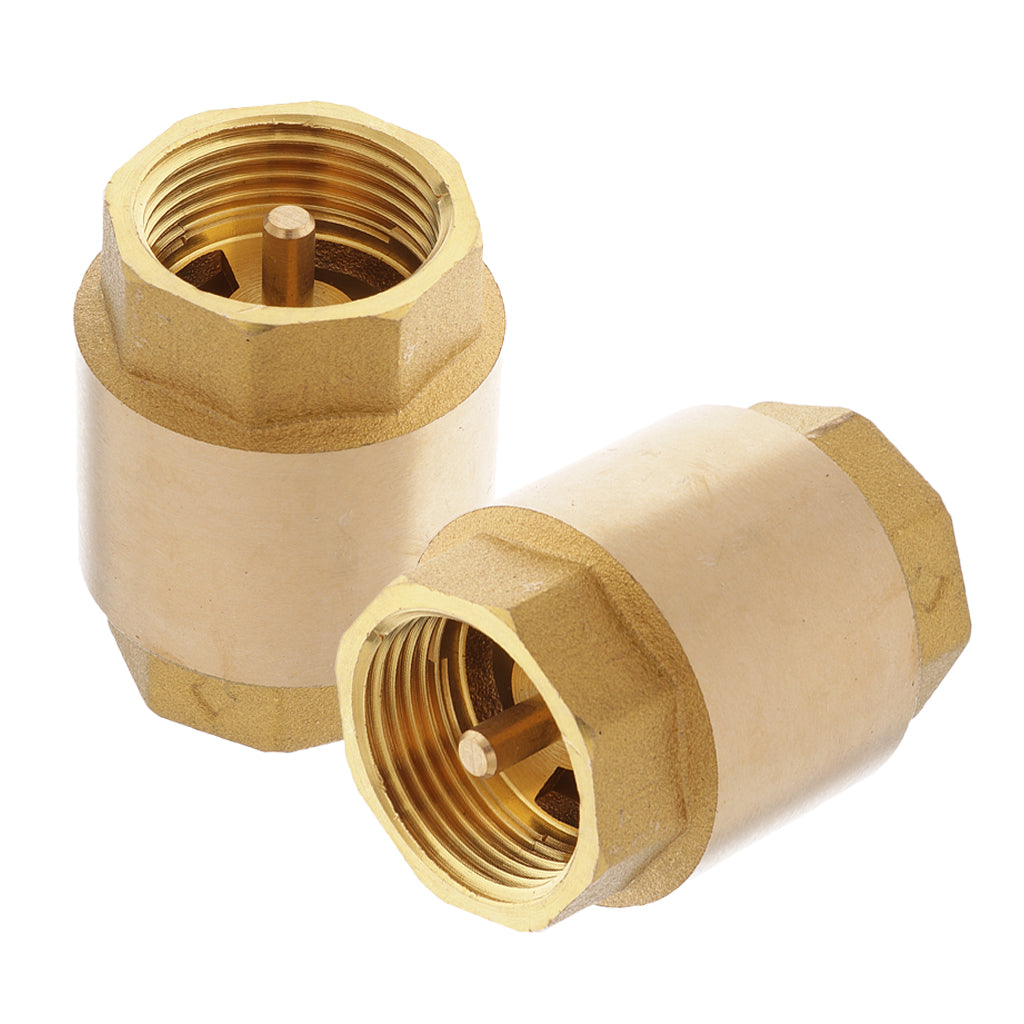 2Pcs 3/4 Inch NPT Vertical In-line Spring Loaded Brass Check Valve