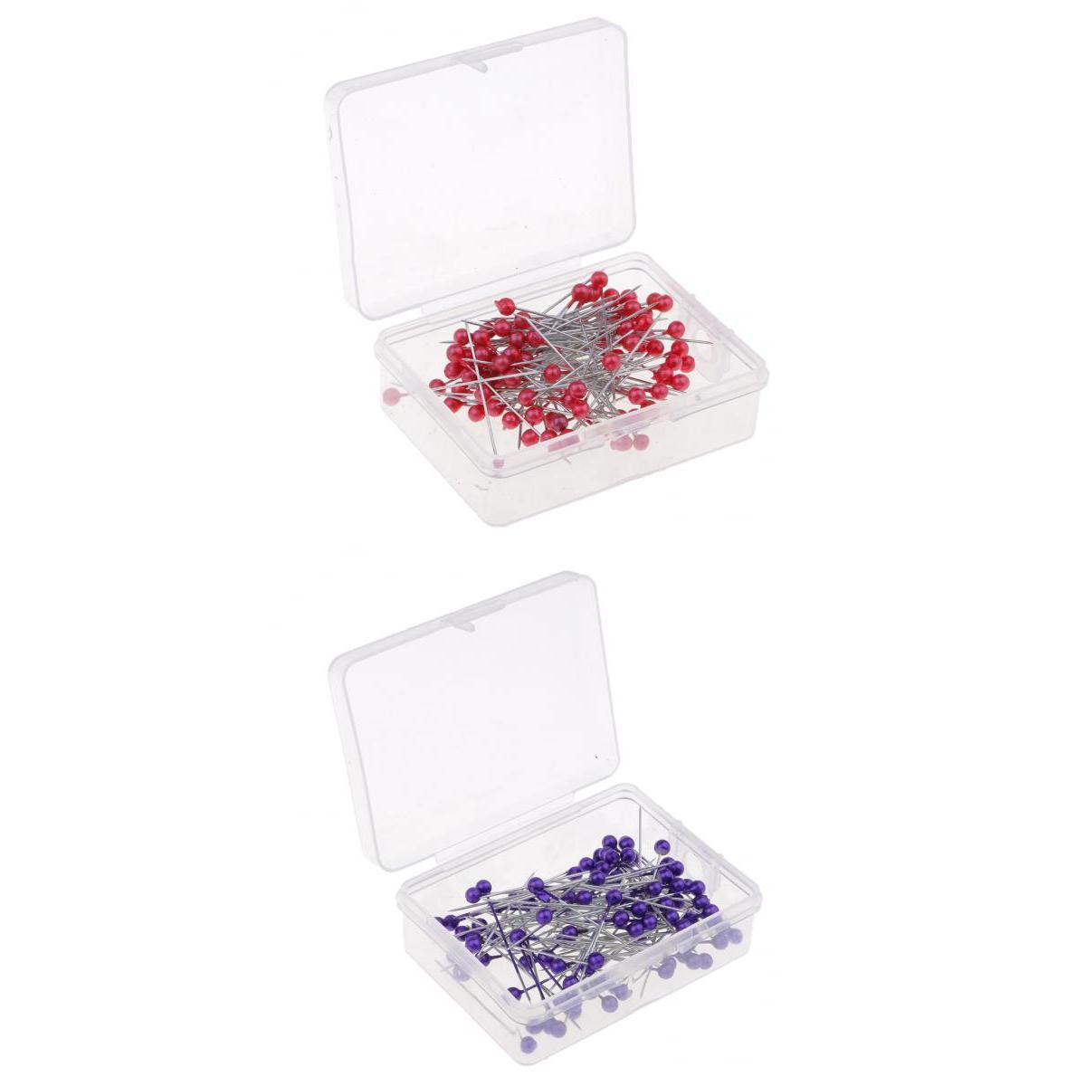 200pcs Multicolor Pearlized Head Pins for DIY Jewelry Components Red/Purple