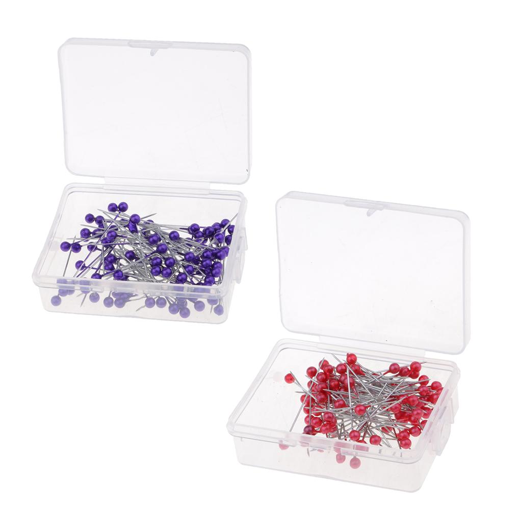 200pcs Multicolor Pearlized Head Pins for DIY Jewelry Components Red/Purple